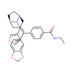 CCNC(=O)c1ccc(C(=C2C[C@@H]3CC[C@H](C2)N3Cc2ccoc2)c2ccc3c(c2)OCO3)cc1 ZINC000028386074