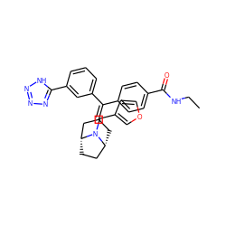 CCNC(=O)c1ccc(C(=C2C[C@@H]3CC[C@H](C2)N3Cc2ccoc2)c2cccc(-c3nnn[nH]3)c2)cc1 ZINC000028372495