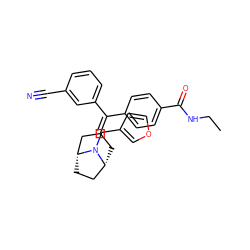 CCNC(=O)c1ccc(C(=C2C[C@@H]3CC[C@H](C2)N3Cc2ccoc2)c2cccc(C#N)c2)cc1 ZINC000028385446