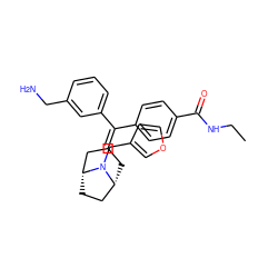 CCNC(=O)c1ccc(C(=C2C[C@@H]3CC[C@H](C2)N3Cc2ccoc2)c2cccc(CN)c2)cc1 ZINC000028397910