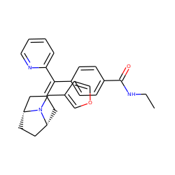 CCNC(=O)c1ccc(C(=C2C[C@@H]3CC[C@H](C2)N3Cc2ccoc2)c2ccccn2)cc1 ZINC000028386154