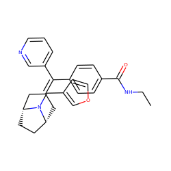 CCNC(=O)c1ccc(C(=C2C[C@@H]3CC[C@H](C2)N3Cc2ccoc2)c2cccnc2)cc1 ZINC000028394913