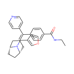 CCNC(=O)c1ccc(C(=C2C[C@@H]3CC[C@H](C2)N3Cc2ccoc2)c2ccncc2)cc1 ZINC000028385436