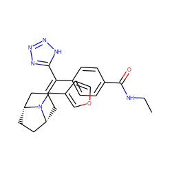 CCNC(=O)c1ccc(C(=C2C[C@@H]3CC[C@H](C2)N3Cc2ccoc2)c2nnn[nH]2)cc1 ZINC000028394107