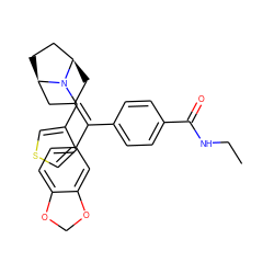 CCNC(=O)c1ccc(C(=C2C[C@@H]3CC[C@H](C2)N3Cc2ccsc2)c2ccc3c(c2)OCO3)cc1 ZINC000028383799