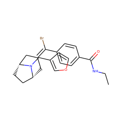 CCNC(=O)c1ccc(C(Br)=C2C[C@@H]3CC[C@H](C2)N3Cc2ccoc2)cc1 ZINC000028396180