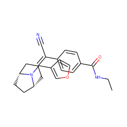 CCNC(=O)c1ccc(C(C#N)=C2C[C@@H]3CC[C@H](C2)N3Cc2ccoc2)cc1 ZINC000036286790