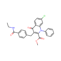 CCNC(=O)c1ccc(Cc2c(C(=O)OC)n(-c3ccccc3)c3cc(Cl)ccc3c2=O)cc1 ZINC000095564167