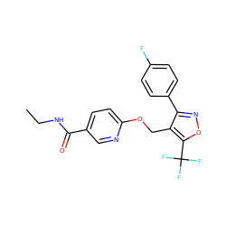 CCNC(=O)c1ccc(OCc2c(-c3ccc(F)cc3)noc2C(F)(F)F)nc1 ZINC000144053403