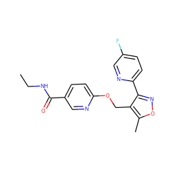 CCNC(=O)c1ccc(OCc2c(-c3ccc(F)cn3)noc2C)nc1 ZINC000141376425