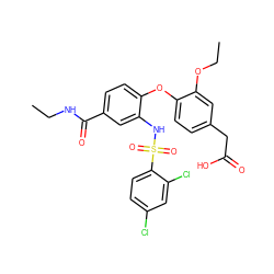 CCNC(=O)c1ccc(Oc2ccc(CC(=O)O)cc2OCC)c(NS(=O)(=O)c2ccc(Cl)cc2Cl)c1 ZINC000049680051