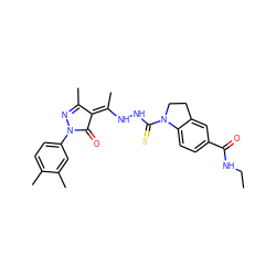 CCNC(=O)c1ccc2c(c1)CCN2C(=S)NN/C(C)=C1\C(=O)N(c2ccc(C)c(C)c2)N=C1C ZINC000064528137