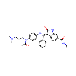 CCNC(=O)c1ccc2c(c1)NC(=O)/C2=C(\Nc1ccc(N(CCCN(C)C)C(C)=O)cc1)c1ccccc1 ZINC000101372836