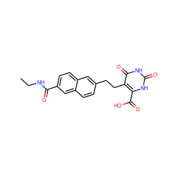 CCNC(=O)c1ccc2cc(CCc3c(C(=O)O)[nH]c(=O)[nH]c3=O)ccc2c1 ZINC001772589096