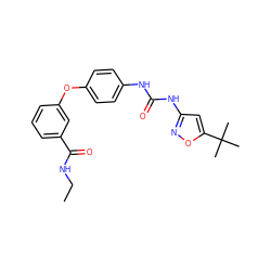 CCNC(=O)c1cccc(Oc2ccc(NC(=O)Nc3cc(C(C)(C)C)on3)cc2)c1 ZINC000013589520