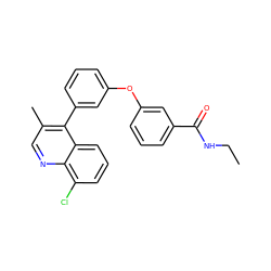 CCNC(=O)c1cccc(Oc2cccc(-c3c(C)cnc4c(Cl)cccc34)c2)c1 ZINC000040391294