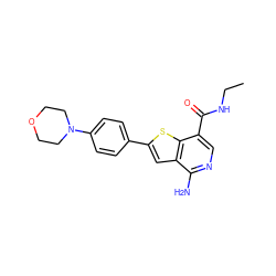 CCNC(=O)c1cnc(N)c2cc(-c3ccc(N4CCOCC4)cc3)sc12 ZINC000073224653