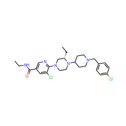 CCNC(=O)c1cnc(N2CCN(C3CCN(Cc4ccc(Cl)cc4)CC3)[C@@H](CC)C2)c(Cl)c1 ZINC000040914030