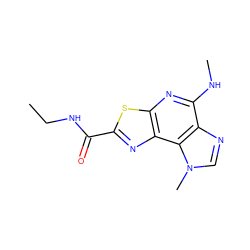 CCNC(=O)c1nc2c(nc(NC)c3ncn(C)c32)s1 ZINC000040951296