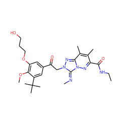 CCNC(=O)c1nn2/c(=N/C)n(CC(=O)c3cc(OCCCO)c(OC)c(C(C)(C)C)c3)nc2c(C)c1C ZINC000115498473