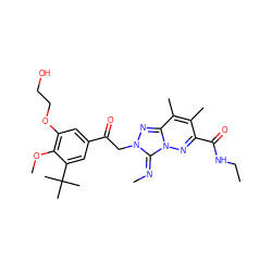 CCNC(=O)c1nn2/c(=N/C)n(CC(=O)c3cc(OCCO)c(OC)c(C(C)(C)C)c3)nc2c(C)c1C ZINC000115498698