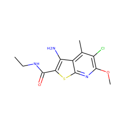 CCNC(=O)c1sc2nc(OC)c(Cl)c(C)c2c1N ZINC000653709023