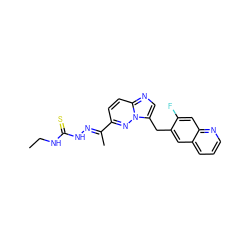 CCNC(=S)N/N=C(\C)c1ccc2ncc(Cc3cc4cccnc4cc3F)n2n1 ZINC000096169122