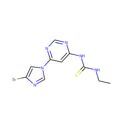 CCNC(=S)Nc1cc(-n2cnc(Br)c2)ncn1 ZINC001772634363