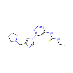 CCNC(=S)Nc1cc(-n2cnc(CN3CCCC3)c2)ncn1 ZINC001772605143