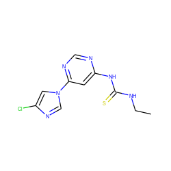 CCNC(=S)Nc1cc(-n2cnc(Cl)c2)ncn1 ZINC001772608629