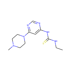 CCNC(=S)Nc1cc(N2CCN(C)CC2)ncn1 ZINC001195309273