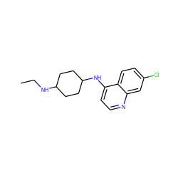 CCNC1CCC(Nc2ccnc3cc(Cl)ccc23)CC1 ZINC000001687513