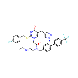 CCNCCN(Cc1ccc(-c2ccc(C(F)(F)F)cc2)cc1)C(=O)Cn1cc(Cc2cnn(C)c2)c(=O)nc1SCc1ccc(F)cc1 ZINC000026576869