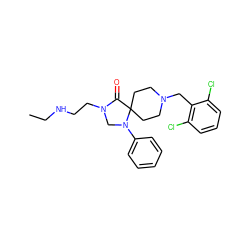 CCNCCN1CN(c2ccccc2)C2(CCN(Cc3c(Cl)cccc3Cl)CC2)C1=O ZINC000040917954