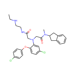 CCNCCNC(=O)CN(CC(=O)N(C)C1Cc2ccccc2C1)c1cc(Cl)ccc1Oc1ccc(Cl)cc1 ZINC000299831611