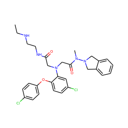 CCNCCNC(=O)CN(CC(=O)N(C)N1Cc2ccccc2C1)c1cc(Cl)ccc1Oc1ccc(Cl)cc1 ZINC000473085240