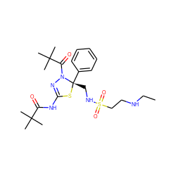 CCNCCS(=O)(=O)NC[C@@]1(c2ccccc2)SC(NC(=O)C(C)(C)C)=NN1C(=O)C(C)(C)C ZINC000056898863