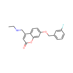 CCNCc1cc(=O)oc2cc(OCc3cccc(F)c3)ccc12 ZINC000036520170