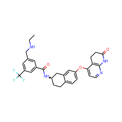 CCNCc1cc(C(=O)N[C@@H]2CCc3ccc(Oc4ccnc5c4CCC(=O)N5)cc3C2)cc(C(F)(F)F)c1 ZINC000205042820