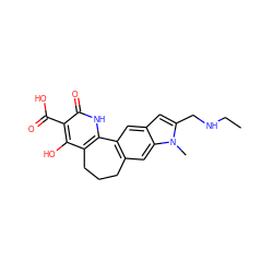 CCNCc1cc2cc3c(cc2n1C)CCCc1c-3[nH]c(=O)c(C(=O)O)c1O ZINC000142735430