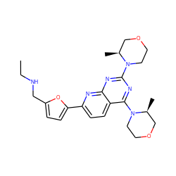 CCNCc1ccc(-c2ccc3c(N4CCOC[C@@H]4C)nc(N4CCOC[C@@H]4C)nc3n2)o1 ZINC000145976127