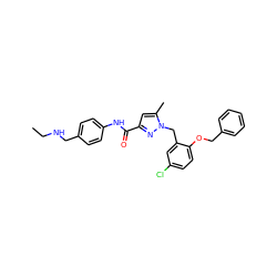 CCNCc1ccc(NC(=O)c2cc(C)n(Cc3cc(Cl)ccc3OCc3ccccc3)n2)cc1 ZINC000040934526