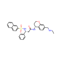 CCNCc1ccc2c(c1)OCC[C@H]2NC(=O)C[C@@H](NS(=O)(=O)c1ccc2ccccc2c1)c1ccccc1 ZINC000028642813