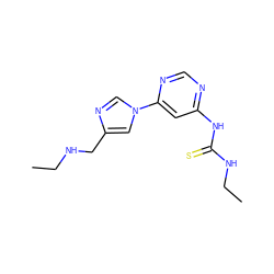 CCNCc1cn(-c2cc(NC(=S)NCC)ncn2)cn1 ZINC001772629486