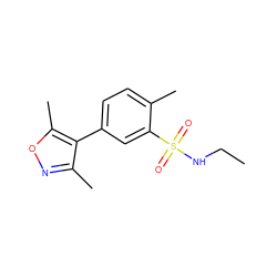 CCNS(=O)(=O)c1cc(-c2c(C)noc2C)ccc1C ZINC000064837549