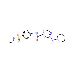 CCNS(=O)(=O)c1ccc(NC(=O)c2cc(N(C)C3CCCCC3)ncn2)cc1 ZINC000143642305