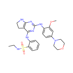 CCNS(=O)(=O)c1ccccc1Nc1nc(Nc2ccc(N3CCOCC3)cc2OC)nc2c1CCN2 ZINC000221650648