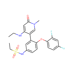 CCNc1cc(=O)n(C)cc1-c1cc(NS(=O)(=O)CC)ccc1Oc1ccc(F)cc1F ZINC000207154035