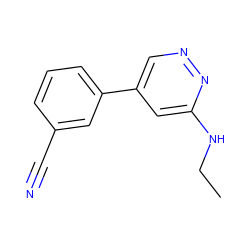 CCNc1cc(-c2cccc(C#N)c2)cnn1 ZINC000013673537