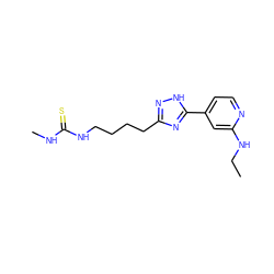 CCNc1cc(-c2nc(CCCCNC(=S)NC)n[nH]2)ccn1 ZINC000026281053